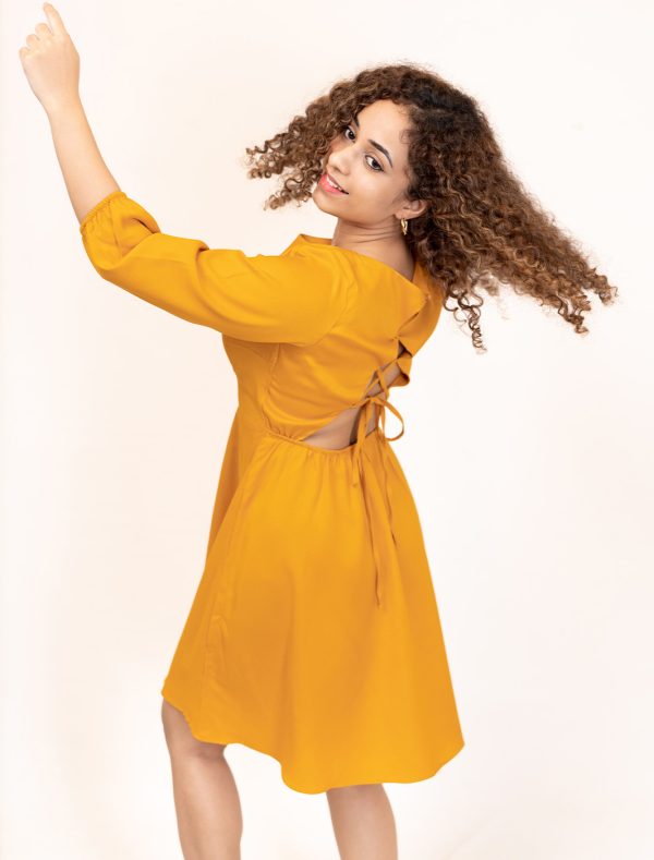 Melina Back Open Mini Dress - Image 3