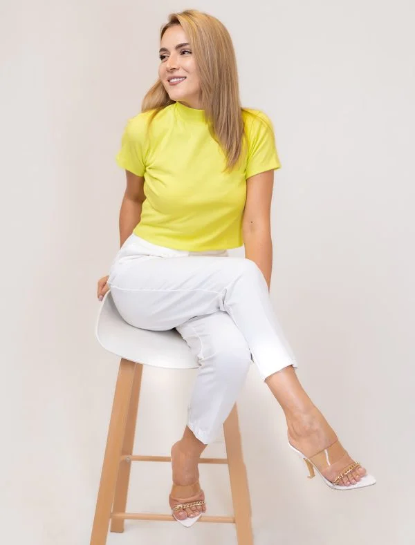 Alex High Neck Rib Top - Image 2