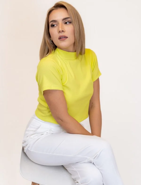 Alex High Neck Rib Top - Image 3